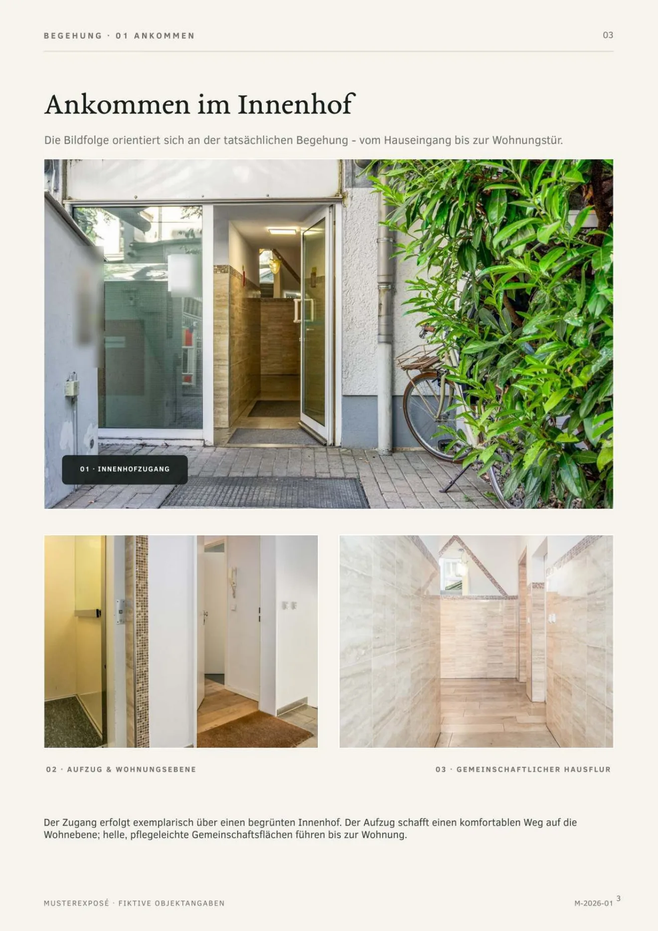 Exposé-Seite mit fotografischer Begehung